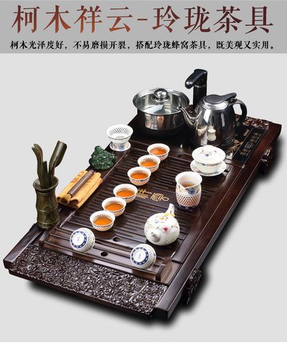 联合家用 整套紫砂功夫茶具套装电热炉实木茶盘茶海玲珑茶具特价